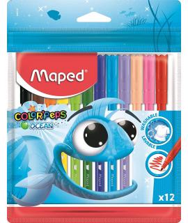 Maped Rotuladores Color´Peps Ocean - Punta Media Bloqueada 2 mm. - Ojival, Suave y Flexible - Colores Brillantes y Vivos - Tinta