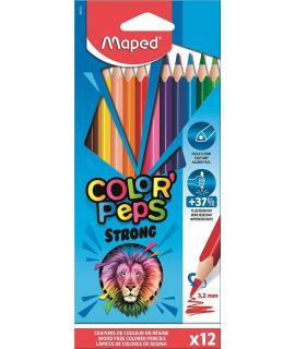 Maped Color´Peps Strong Lapices Triangulares de Colores - Sin Madera - Mina 3,2 mm - Punta Ultra Resistente - Colores Surtidos -