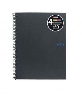 Miquel Rius Notebook4 Cuaderno de Espiral Formato A4 - 160 Hojas Lisas Microperforadas con 4 Taladros - Cubiertas de Carton Extr