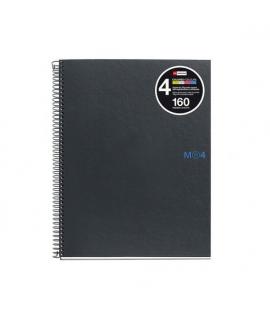 Miquel Rius Notebook4 Cuaderno de Espiral Formato A5 - 160 Hojas de 90gr Microperforadas con 2 Taladros - Cubiertas de Carton Ex