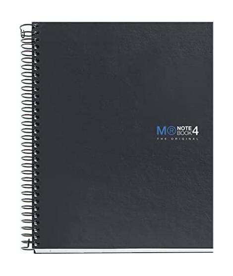 Miquel Rius Notebook4 Cuaderno de Espiral Formato A5 - 160 Hojas Lisas Microperforadas con 2 Taladros - Cubiertas de Carton Extr