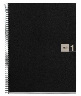 Miquel Rius Notebook1 Cuaderno de Espiral Formato A4 - 80 Hojas Microperforadas con 4 Taladros - Cuadricula 5x5 - Banda de las