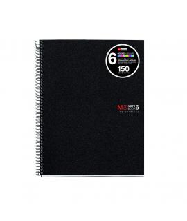 Miquel Rius Notebook6 Cuaderno de Espiral Formato A4 - 150 Hojas de 70gr Microperforadas con 2 Taladros - Cubiertas de Polipropi