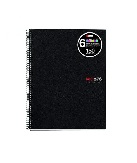 Miquel Rius Notebook6 Cuaderno de Espiral Formato A4 - 150 Hojas de 70gr Microperforadas con 2 Taladros - Cubiertas de Polipropi