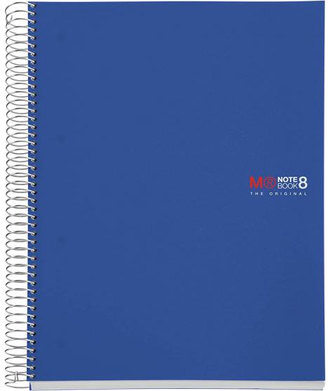 Miquel Rius Notebook8 Cuaderno de Espiral Formato A4 - 200 Hojas de 70 gr Microperforadas con 4 Taladros - Cubiertas de Poliprop