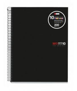 Miquel Rius Notebook10 Cuaderno de Espiral Formato A4 - 200 Hojas de 70gr Microperforadas con 4 Taladros - Cubiertas de Poliprop