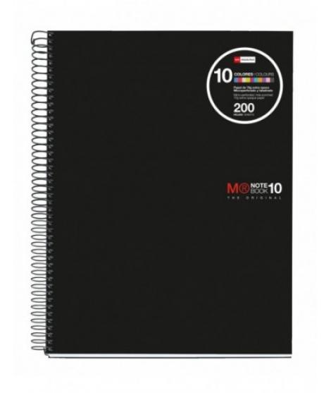 Miquel Rius Notebook10 Cuaderno de Espiral Formato A4 - 200 Hojas de 70gr Microperforadas con 4 Taladros - Cubiertas de Poliprop