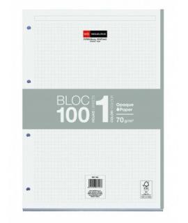 Miquel Rius Bloc1 Bloc Encolado Formato A4 - 100 Hojas de 70gr con 4 Taladros - Banda de las Hojas Gris - Base de Carton - Cuadr