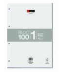 Miquel Rius Bloc1 Bloc Encolado Formato A4 - 100 Hojas de 70gr con 4 Taladros - Banda de las Hojas Gris - Base de Carton - Cuadr