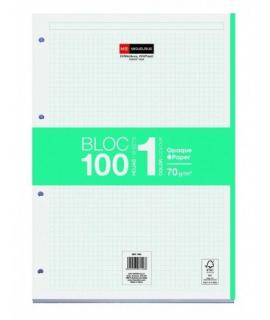 Miquel Rius Bloc1 Bloc Encolado Formato A4 - 100 Hojas de 70gr con 4 Taladros - Banda de las Hojas Turquesa - Base de Carton - C