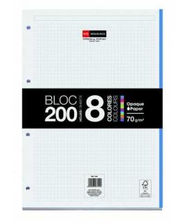 Miquel Rius Bloc8 Bloc Encolado Formato A4 - 200 Hojas de 70gr con 4 Taladros - Base de Carton - Cuadricula 5x5