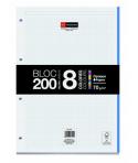 Miquel Rius Bloc8 Bloc Encolado Formato A4 - 200 Hojas de 70gr con 4 Taladros - Base de Carton - Cuadricula 5x5