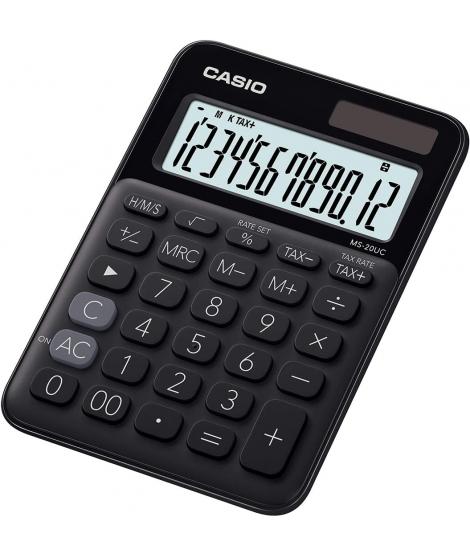 Casio MS-20UC Calculadora de Sobremesa Pequeña - Pantalla LCD de 12 Digitos - Alimentacion Solar y Pilas - Color Negro