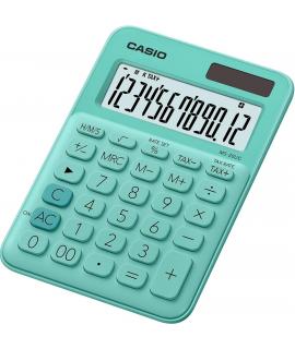 Casio MS-20UC Calculadora de Sobremesa Pequeña - Pantalla LCD de 12 Digitos - Alimentacion Solar y Pilas - Color Verde