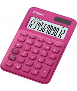 Casio MS-20UC Calculadora de Sobremesa Pequeña - Pantalla LCD de 12 Digitos - Alimentacion Solar y Pilas - Color Rosa Fucsia