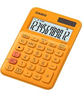 Casio MS-20UC Calculadora de Sobremesa Pequeña - Pantalla LCD de 12 Digitos - Alimentacion Solar y Pilas - Color Naranja