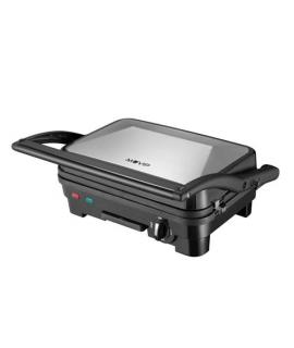 Muvip Sandwichera Inox 1800W - Placas Antiadherentes Reversibles Grill, Lisa - Selector de Temperatura - Placa Superior Basculan