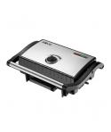 Muvip Sandwichera Inox Placa Lisa 1500W - Temperatura Regulable - Placa Superior Basculante - Presion Uniforme - Asa Tacto