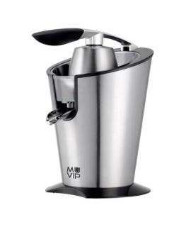 Muvip Exprimidor Electrico Inox 600W - Cuerpo, Mango y Filtro de Acero Inoxidable - Sistema Antigoteo - 2 Tamaños de Conos