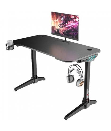 Muvip PRO700 Mesa Gaming Fibra de Carbono - Iluminacion RGB - Gran Superficie 120x60x75cm - Portavasos - Gancho para Auriculares