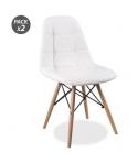 Muvip Design D300 Pack de 2 Sillas Multifuncionales - Patas de Madera - Uso en Interior - Ideal para Sala de Espera, Comedor, Co