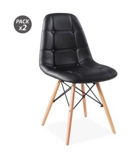 Muvip Design D300 Pack de 2 Sillas Multifuncionales - Patas de Madera - Uso en Interior - Ideal para Sala de Espera, Comedor, Co