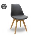 Muvip Design D200 Pack de 2 Sillas Multifuncionales - Asiento Acolchado - Patas de Madera - Uso en Interior - Ideal para Sala de