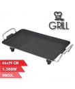 Muvip Plancha de Asar Electrica 1500W - 2 Zonas Lisa y Grill - Placa Antiadherente - Asas Tacto Frio - Termostato Extraible - Su