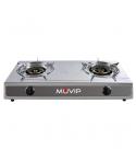 Muvip Serie Strong Cocina de Gas Inox 2 Fuegos - Encendido Piezoelectrico - Quemador de Hierro Fundido Desmontable