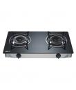 Muvip Cocina de Gas Inox 2 Fuegos - Cristal Templado - Encendido Piezoelectrico - Quemador de Hierro Fundido Desmontable