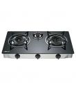 Muvip Cocina de Gas Inox 3 Fuegos - Cristal Templado - Encendido Piezoelectrico - Quemador de Hierro Fundido Desmontable