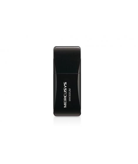 Mercusys N300 Mini Adaptador Inalambrico USB 2.0 - Hasta 300Mbps - Color Negro