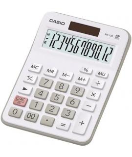 Casio MX-12B Calculadora de Escritorio Pequeña - Pantalla LCD de 12 Digitos - Solar y Pilas - Color Blanco