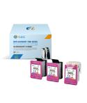 G&G HP 302XL Color Pack de 3 Cartuchos de Tinta Remanufacturados - Eco Saver - Muestra Nivel de Tinta - Reemplaza F6U67AE/F6U65A