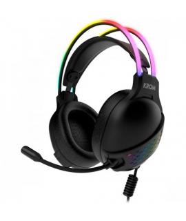 Krom Klaim RGB Auriculares Gaming con Microfono Flexible - Iluminacion Efecto Rainbow RGB LED - Diadema Ajustable - Amplias Almo