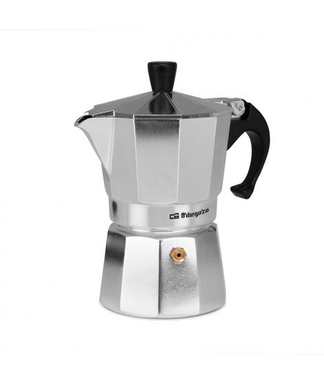 Orbegozo KF 300 Cafetera de Aluminio para 3 Tazas - Prepara Cafe Delicioso en Minutos en Cualquier Cocina - Mango Ergonomico y V