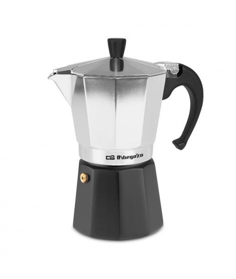 Orbegozo KFM 630 Cafetera de Aluminio - Prepara 6 Tazas de Cafe en Minutos - Mango Ergonomico para un Manejo Seguro - Valvula de