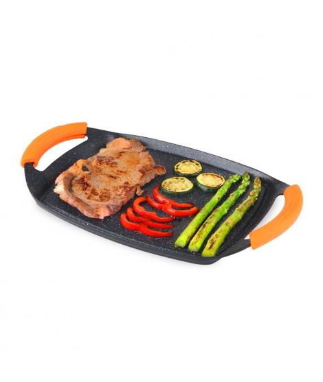 Orbegozo GDB 3600 Plancha Grill de Aluminio Fundido - Recubrimiento de Piedra Antiadherente - Asas de Goma Extraibles - Apto par