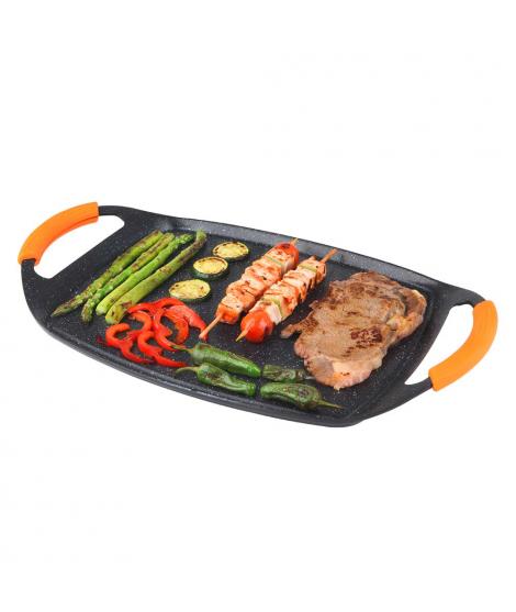 Orbegozo GDB 4700 Plancha Grill de Aluminio Forjado - Antiadherente de Piedra - Asas de Goma Extraibles - Diseño Ergonomico - Ap