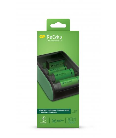 GP ReCyko Cargador USB Universal - Carga Pilas: AA, AAA, C, D y 9V