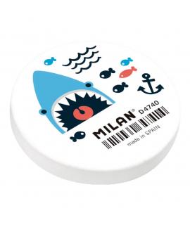Milan 4740 Edicion Shark Attack Goma de Borrar Redonda Flexible - Miga de Pan - Caucho Sintetico - Envueltas Individualmente -