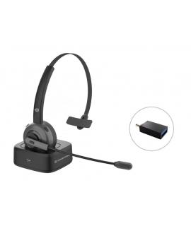 Conceptronic Auricular Mono Bluetooth con Microfono Giratorio y Flexible - Cancelacion de Ruido - Almohadilla Acolchada - Adapta