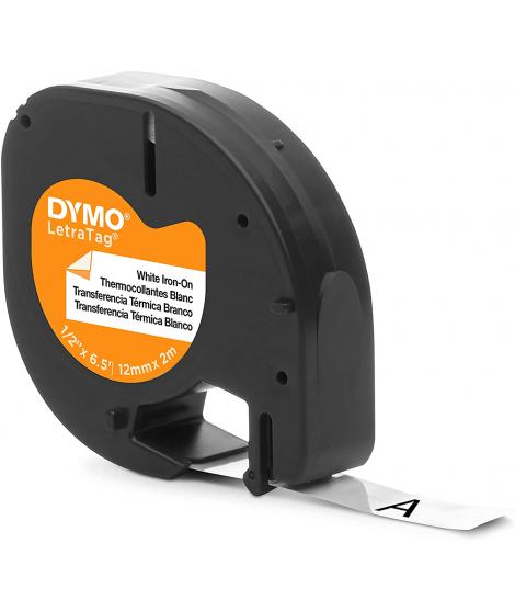 Dymo LetraTag S0718850 Cinta de Etiquetas Textiles de adhesion por plancha Original para Rotuladora - Texto negro sobre fondo bl