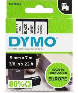 Dymo D1 40913 Cinta de Etiquetas Original para Rotuladora - Texto negro sobre fondo blanco - Ancho 9mm x 7 metros - S0720680