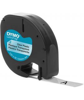 Dymo LetraTag S0721530 Cinta de Etiquetas Original para Rotuladora - Texto negro sobre fondo transparente - Ancho 12mm x 4 metro