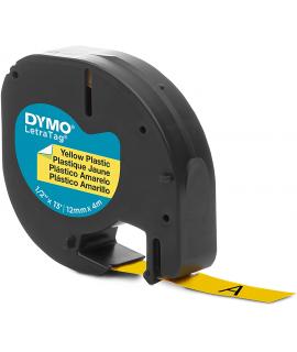 Dymo LetraTag S0721620 Cinta de Etiquetas Original para Rotuladora - Texto negro sobre fondo amarillo - Ancho 12mm x 4 metros