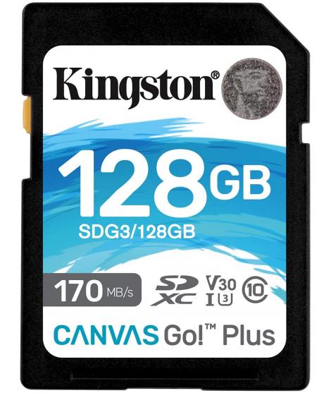 Kingston Tarjeta SDXC 128GB UHS-I U3 V30 Clase 10 170MB/s Canvas Go Plus