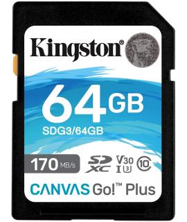 Kingston Tarjeta SDXC 64GB UHS-I U3 V30 Clase 10 170MB/s Canvas Go Plus