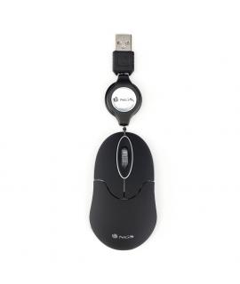 NGS Sin Raton USB 1000dpi - Cable Retractil - 3 Botones - Uso Ambidiestro - Color Negro
