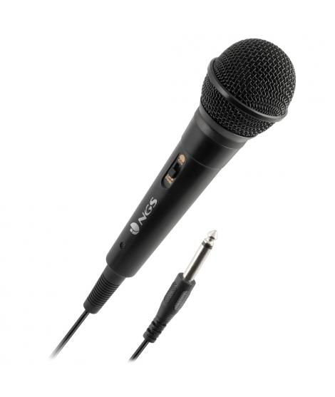 NGS Singer Fire Microfono - Boton On/Off - Jack de 6.3mm - Cable de 3m - Color Negro